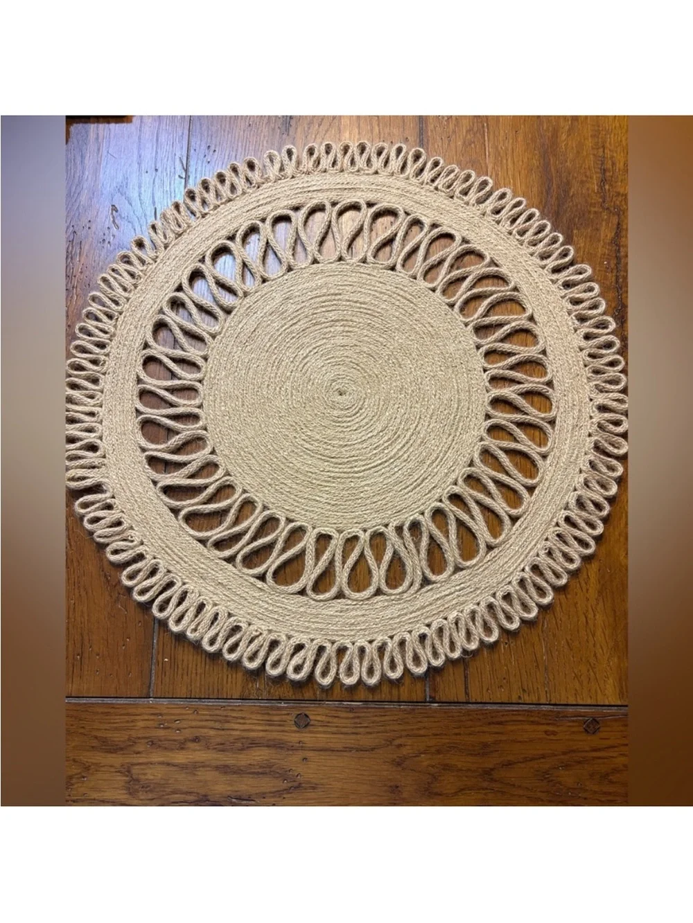 Pottery Barn Round Braided Jute Place Mat - Natural Tan - set of 5